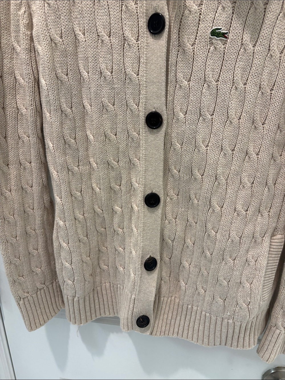 Lacoste Beige Cable-Knit Button Cardigan - Picture 4 of 7